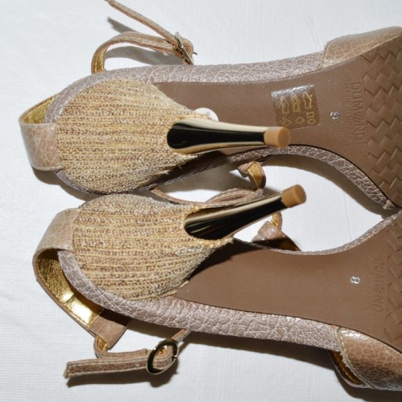 DUMOND NEW SZ 8 M BROWN TAUPE GENUINE LEATHER SANDALS STILETTO HEELS STRAPPY - Picture 7 of 8